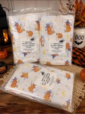 Vintage 2000 Halloween Pumpkin Witch Paper Table Covers Lot of 3 USA Sealed
